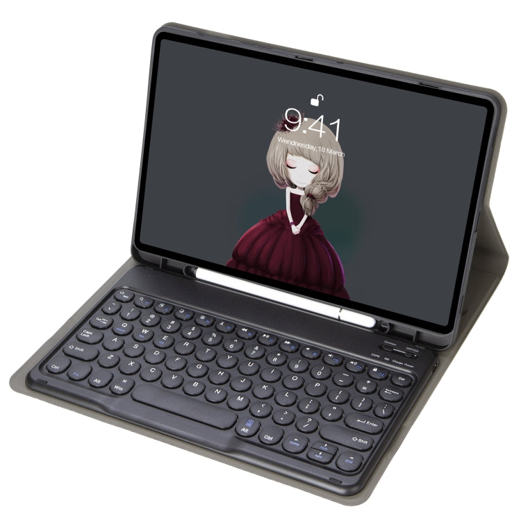 YA700B Lambskin Texture Voltage Round Keycap Bluetooth Keyboard Leather Case For Samsung Galaxy Tab S8 11 inch SM-X700 / SM-X706 & S7 11 inch SM-X700 / SM-T875(Blue) - Samsung Keyboard by buy2fix | Online Shopping UK | buy2fix