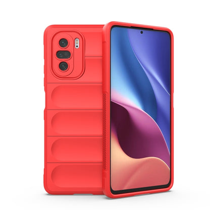 For Xiaomi Redmi K40 Magic Shield TPU + Flannel Phone Case(Red) - Xiaomi Cases by buy2fix | Online Shopping UK | buy2fix