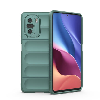 For Xiaomi Redmi K40 Magic Shield TPU + Flannel Phone Case(Dark Green) by buy2fix