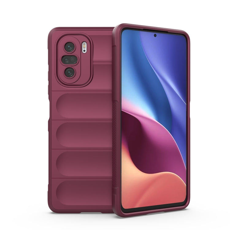 For Xiaomi Redmi K40 Magic Shield TPU + Flannel Phone Case(Wine Red) by buy2fix