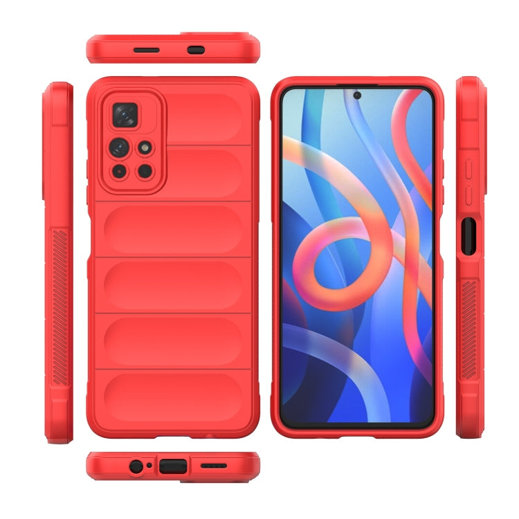 For Xiaomi Redmi Note 11 5G Chinese Version Magic Shield TPU + Flannel Phone Case(Red) - Xiaomi Cases by buy2fix | Online Shopping UK | buy2fix