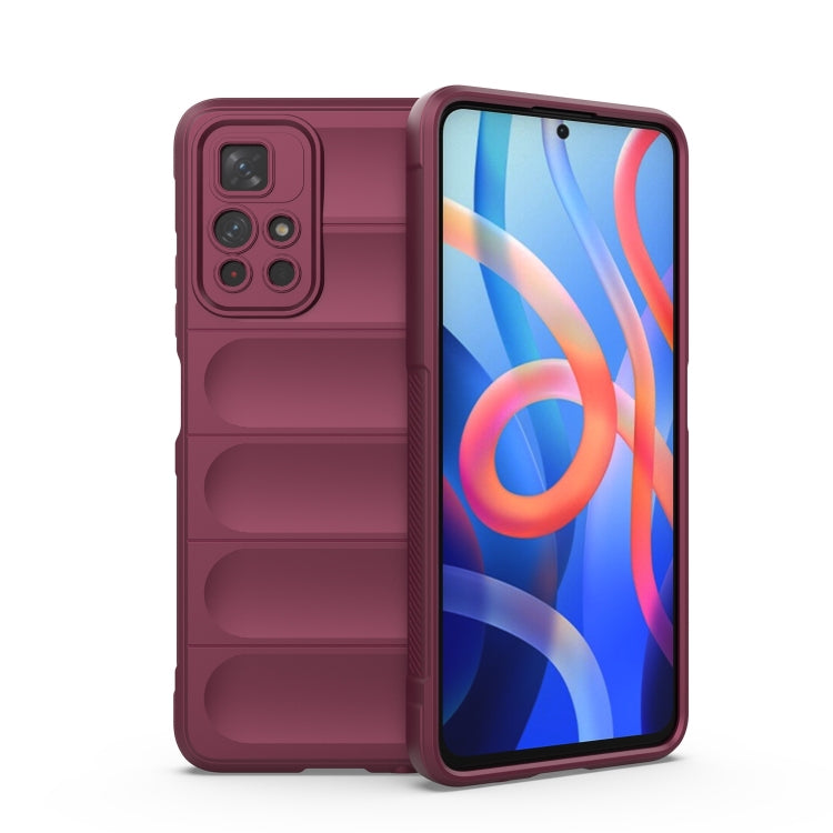For Xiaomi Redmi Note 11 5G Chinese Version Magic Shield TPU + Flannel Phone Case(Wine Red) by buy2fix