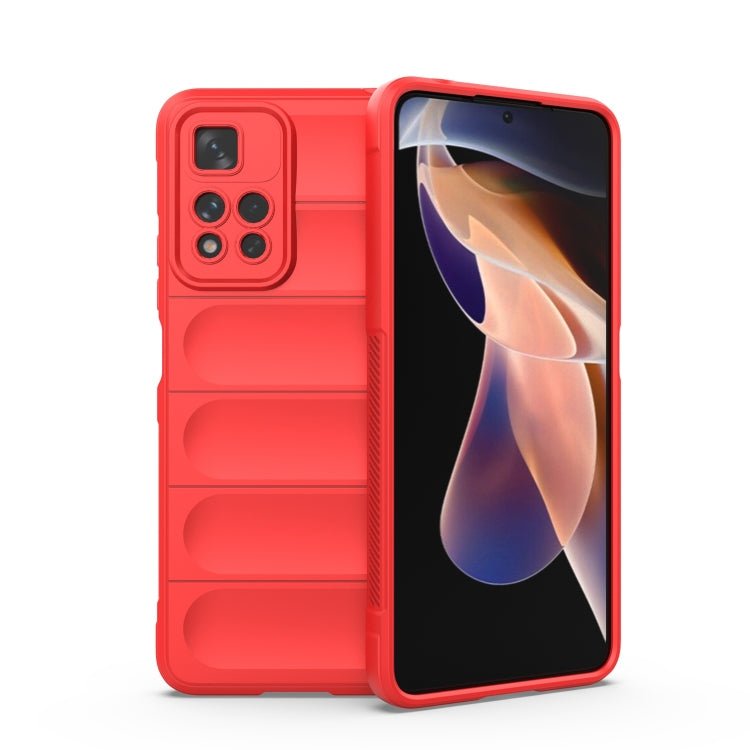 For Xiaomi Redmi Note 11 Pro 5G Chinese Magic Shield TPU + Flannel Phone Case(Red) - Xiaomi Cases by buy2fix | Online Shopping UK | buy2fix