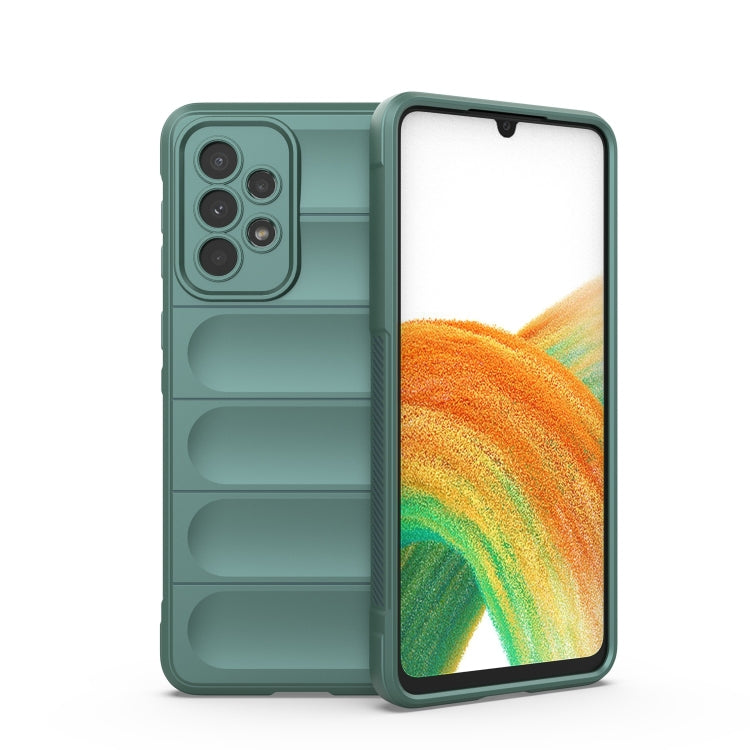 For Samsung Galaxy A33 5G Magic Shield TPU + Flannel Phone Case(Dark Green) by buy2fix