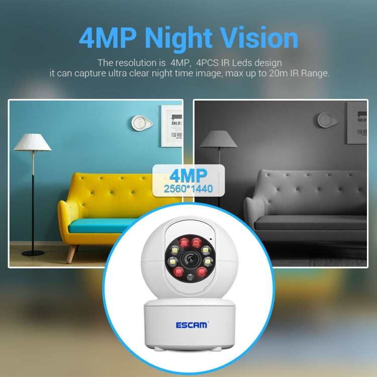 ESCAM QF005 4MP Indoor HD WiFi Pan-tilt Camera, Support Motion Detection / Two-way Audio / Night Vision(US Plug) by ESCAM