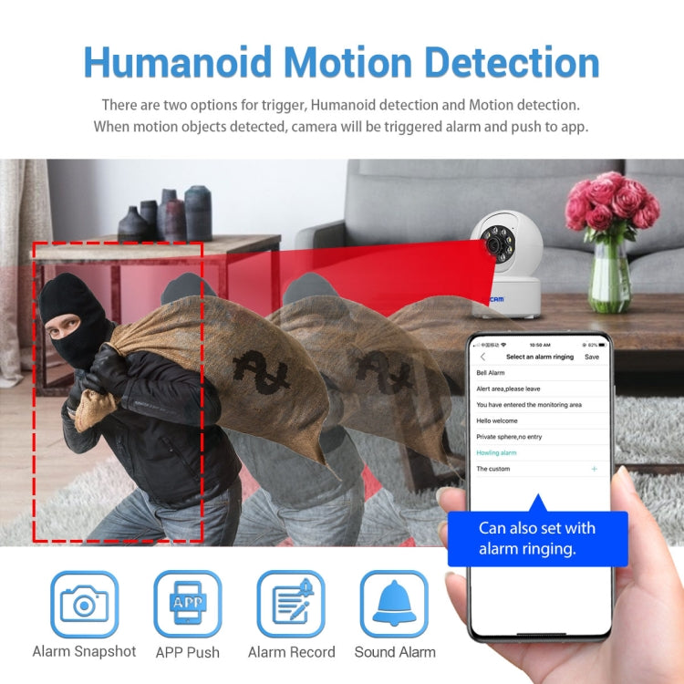 ESCAM QF005 4MP Indoor HD WiFi Pan-tilt Camera, Support Motion Detection / Two-way Audio / Night Vision(US Plug) by ESCAM