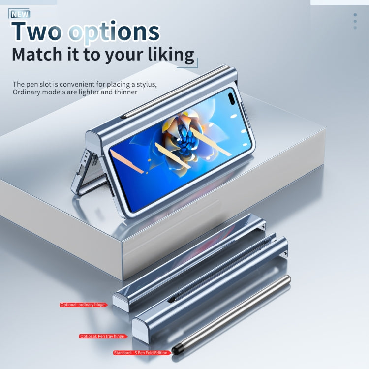 For Huawei Mate X2 Electroplating Hinge Phone Case with Stylus(Blue) - Huawei Cases by buy2fix | Online Shopping UK | buy2fix