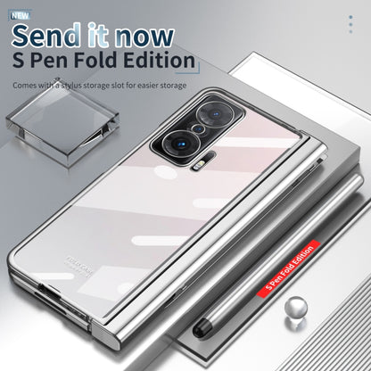 For Honor Magic V Electroplating Hinge Phone Case with Stylus(Silver) - Honor Cases by buy2fix | Online Shopping UK | buy2fix