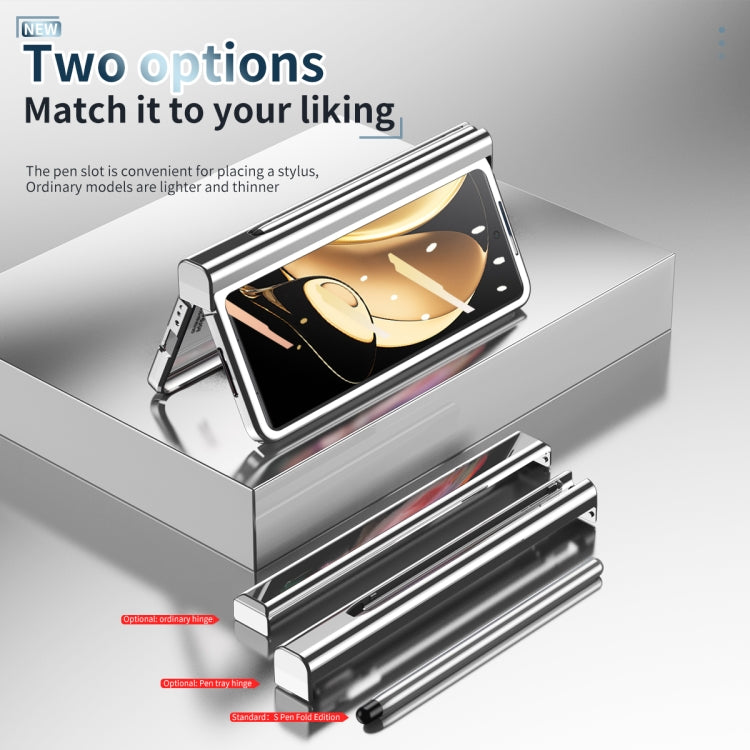 For Honor Magic V Electroplating Hinge Phone Case with Stylus(Silver) - Honor Cases by buy2fix | Online Shopping UK | buy2fix