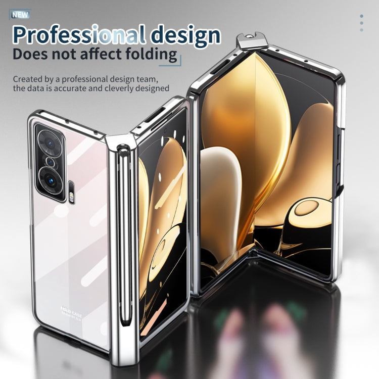 For Honor Magic V Electroplating Hinge Phone Case with Stylus(Silver) - Honor Cases by buy2fix | Online Shopping UK | buy2fix