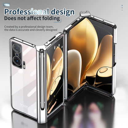 For Honor Magic V Electroplating Hinge Phone Case with Stylus(Silver) - Honor Cases by buy2fix | Online Shopping UK | buy2fix