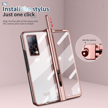 For Huawei Mate X2 Full Body Electroplating Hinge Phone Case with Stylus(Pink) - Huawei Cases by buy2fix | Online Shopping UK | buy2fix