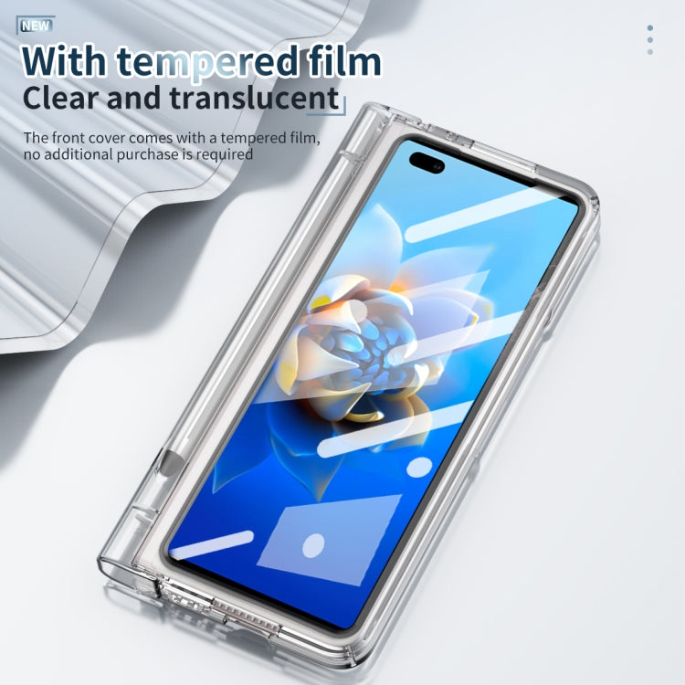 For Huawei Mate X2 Full Body Electroplating Hinge Phone Case with Stylus(Transparent) - Huawei Cases by buy2fix | Online Shopping UK | buy2fix