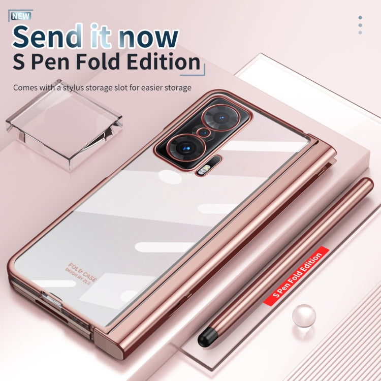 For Honor Magic V Full Body Electroplating Hinge Phone Case with Stylus(Pink) - Honor Cases by buy2fix | Online Shopping UK | buy2fix