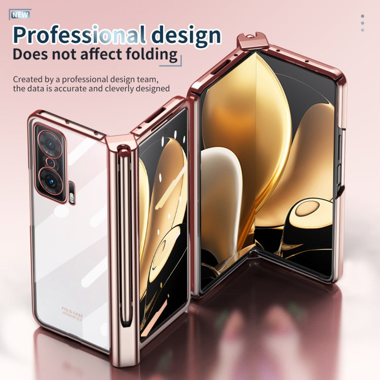 For Honor Magic V Full Body Electroplating Hinge Phone Case with Stylus(Pink) - Honor Cases by buy2fix | Online Shopping UK | buy2fix