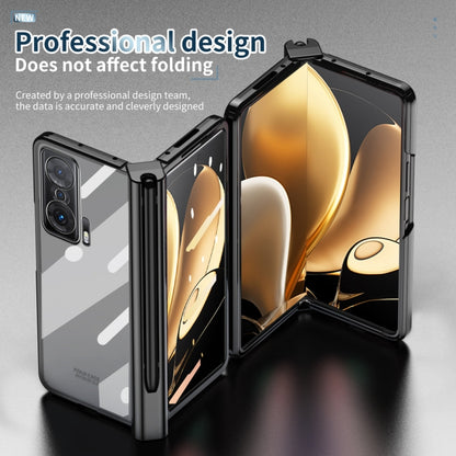 For Honor Magic V Full Body Electroplating Hinge Phone Case with Stylus(Black) - Honor Cases by buy2fix | Online Shopping UK | buy2fix