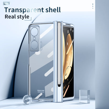 For Honor Magic V Full Body Electroplating Hinge Phone Case with Stylus(Blue) - Honor Cases by buy2fix | Online Shopping UK | buy2fix