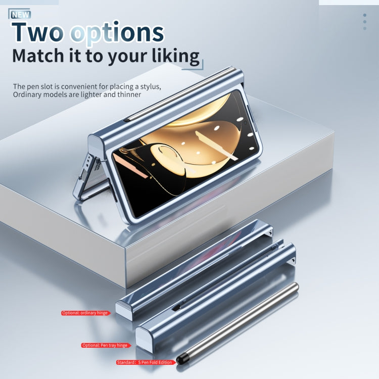 For Honor Magic V Full Body Electroplating Hinge Phone Case with Stylus(Blue) - Honor Cases by buy2fix | Online Shopping UK | buy2fix