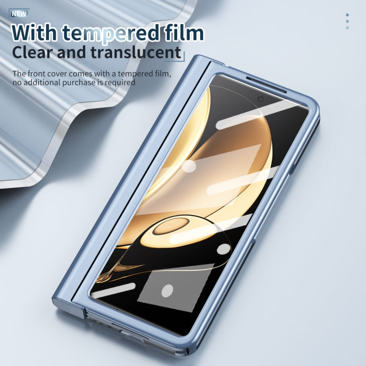 For Honor Magic V Full Body Electroplating Hinge Phone Case with Stylus(Blue) - Honor Cases by buy2fix | Online Shopping UK | buy2fix