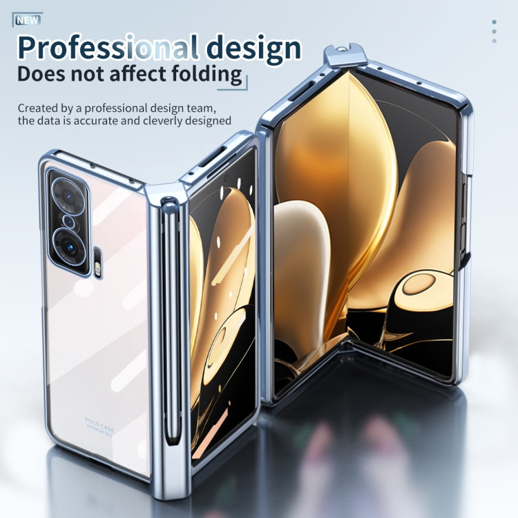 For Honor Magic V Full Body Electroplating Hinge Phone Case with Stylus(Blue) - Honor Cases by buy2fix | Online Shopping UK | buy2fix