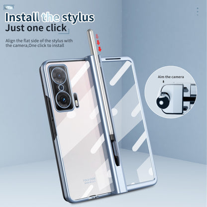 For Honor Magic V Full Body Electroplating Hinge Phone Case with Stylus(Blue) - Honor Cases by buy2fix | Online Shopping UK | buy2fix