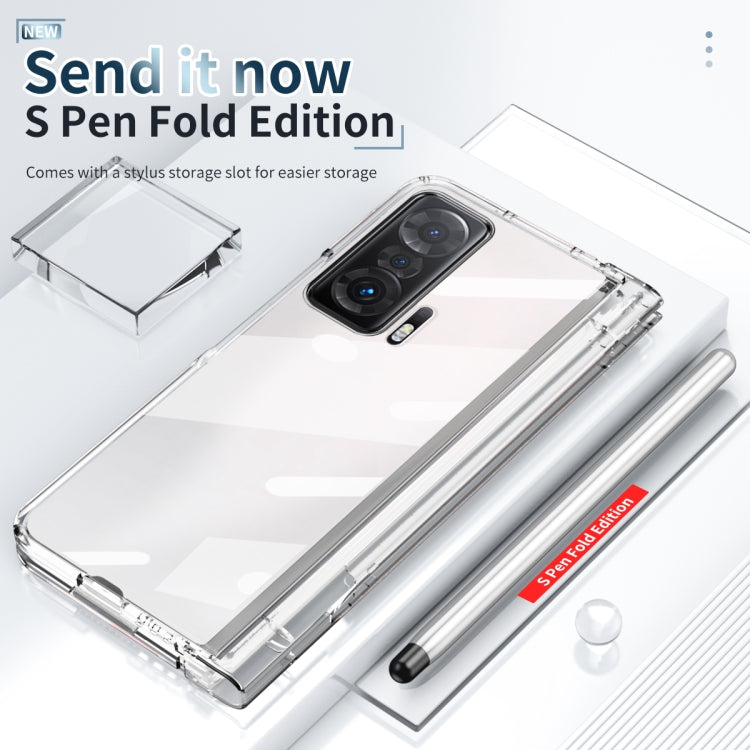 For Honor Magic V Full Body Electroplating Hinge Phone Case with Stylus(Transparent) - Honor Cases by buy2fix | Online Shopping UK | buy2fix