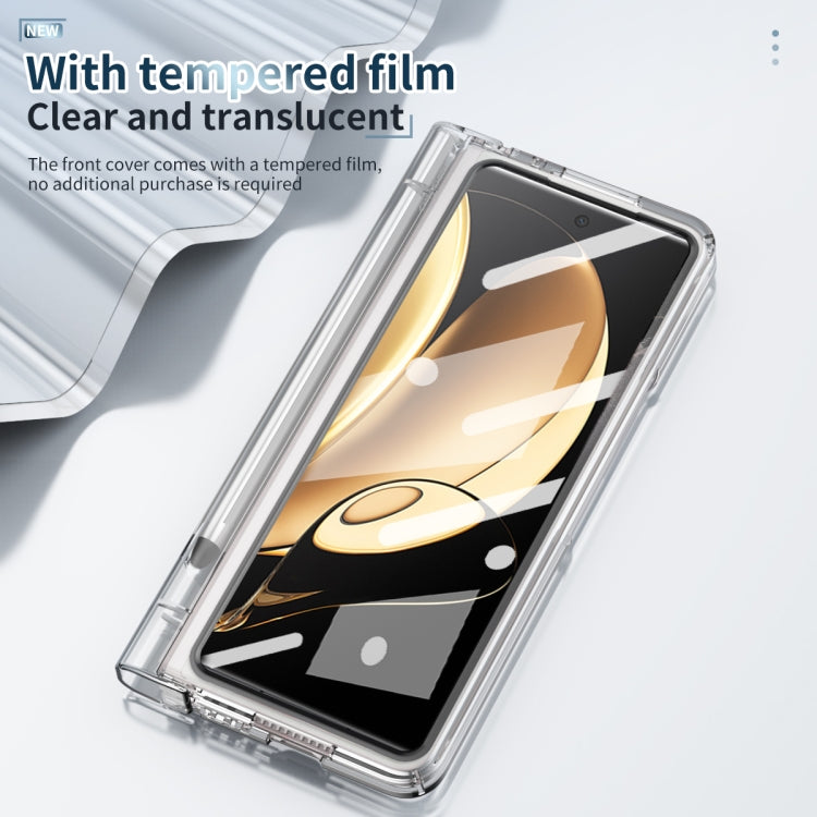 For Honor Magic V Full Body Electroplating Hinge Phone Case with Stylus(Transparent) - Honor Cases by buy2fix | Online Shopping UK | buy2fix