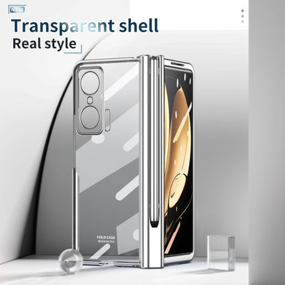 For Honor Magic V Full Body Electroplating Hinge Phone Case with Stylus(Silver) - Honor Cases by buy2fix | Online Shopping UK | buy2fix