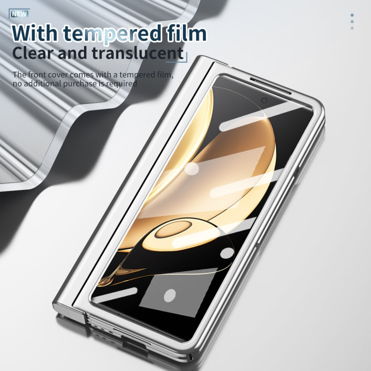 For Honor Magic V Full Body Electroplating Hinge Phone Case with Stylus(Silver) - Honor Cases by buy2fix | Online Shopping UK | buy2fix