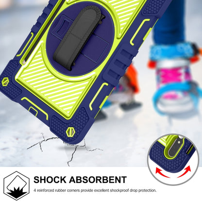 For Samsung Galaxy Tab S7 / S8 360 Degree Rotation Contrast Color Silicone+PC Tablet Case(Navy Blue+Yellow Green) by buy2fix