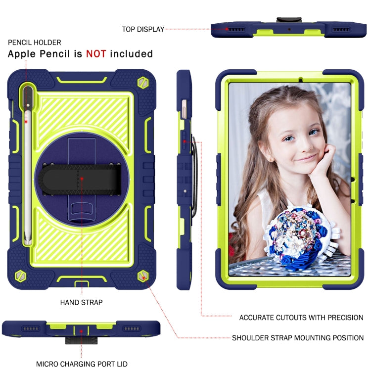 For Samsung Galaxy Tab S7 / S8 360 Degree Rotation Contrast Color Silicone+PC Tablet Case(Navy Blue+Yellow Green) by buy2fix