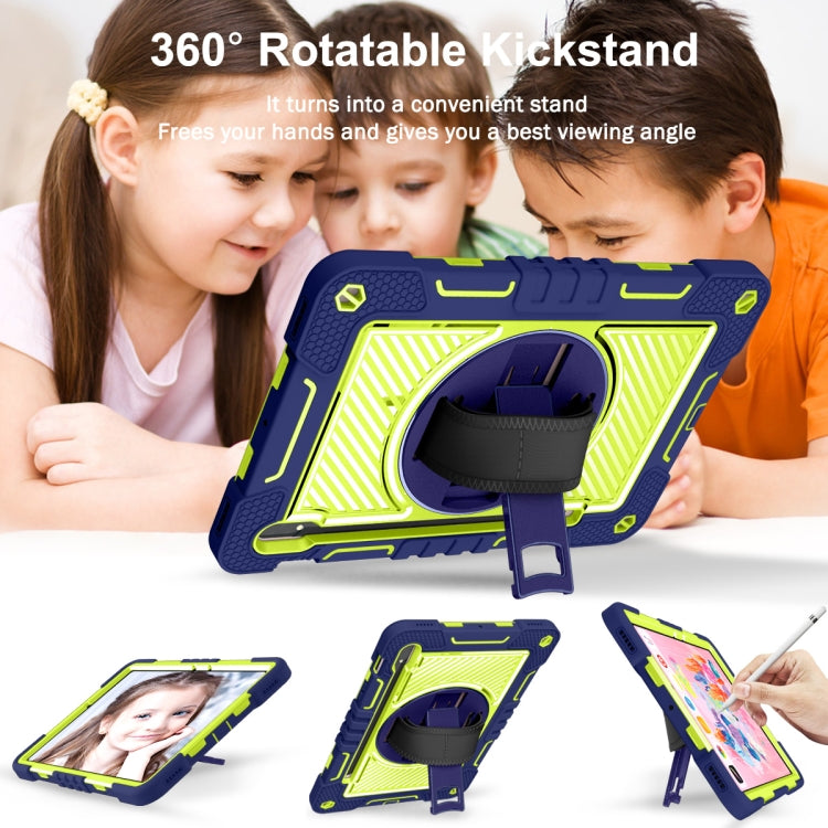 For Samsung Galaxy Tab S7 / S8 360 Degree Rotation Contrast Color Silicone+PC Tablet Case(Navy Blue+Yellow Green) by buy2fix