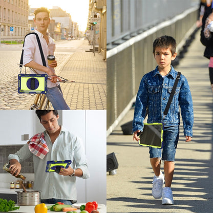 For Samsung Galaxy Tab S7 / S8 360 Degree Rotation Contrast Color Silicone+PC Tablet Case(Navy Blue+Yellow Green) by buy2fix