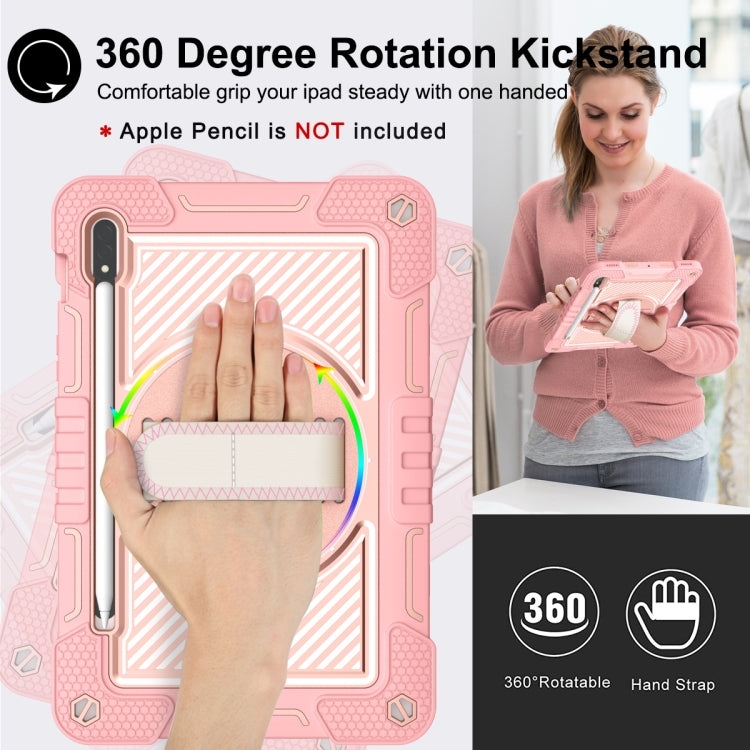 For Samsung Galaxy Tab S7 / S8 360 Degree Rotation Contrast Color Silicone+PC Tablet Case(Rose Gold) by buy2fix