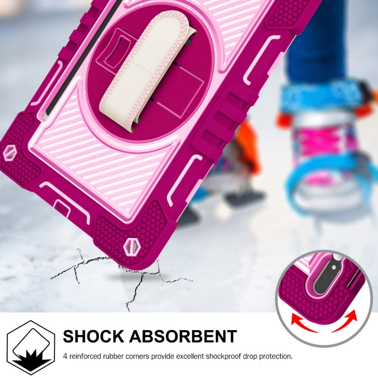 For Samsung Galaxy Tab S7 / S8 360 Degree Rotation Contrast Color Silicone+PC Tablet Case(Rose Red+Pink) by buy2fix