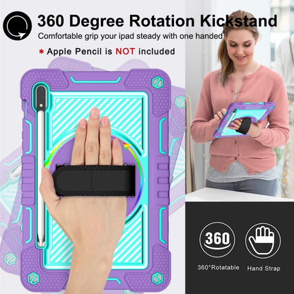 For Samsung Galaxy Tab S7 / S8 360 Degree Rotation Contrast Color Silicone+PC Tablet Case(Purple+Mint Green) by buy2fix