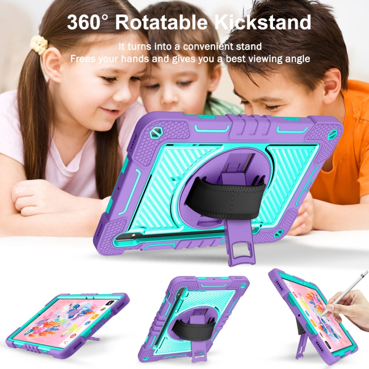 For Samsung Galaxy Tab S7 / S8 360 Degree Rotation Contrast Color Silicone+PC Tablet Case(Purple+Mint Green) by buy2fix