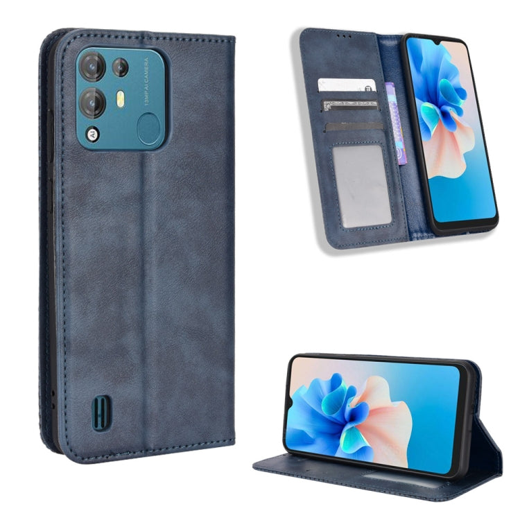 For Blackview A55 Pro Magnetic Buckle Retro Texture Leather Phone Case(Blue) - More Brand by buy2fix | Online Shopping UK | buy2fix