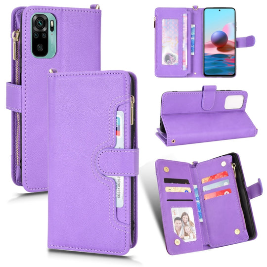 For Xiaomi Redmi Note 10 4G / Note 10S Litchi Texture Zipper Leather Phone Case(Purple)