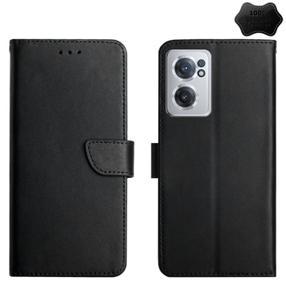 For OnePlus Nord CE 2 5G Genuine Leather Fingerprint-proof Horizontal Flip Phone Case(Black) - OnePlus Cases by buy2fix | Online Shopping UK | buy2fix