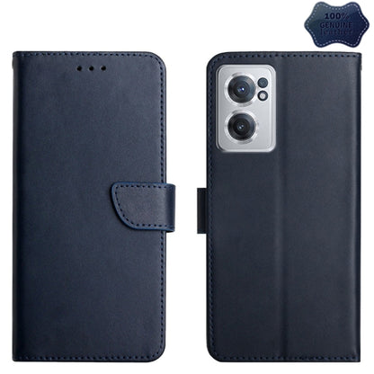 For OnePlus Nord CE 2 5G Genuine Leather Fingerprint-proof Horizontal Flip Phone Case(Blue) - OnePlus Cases by buy2fix | Online Shopping UK | buy2fix