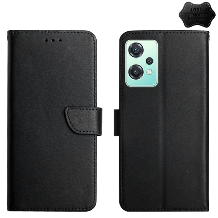 For OnePlus Nord CE 2 Lite 5G Genuine Leather Fingerprint-proof Horizontal Flip Phone Case(Black) - OnePlus Cases by buy2fix | Online Shopping UK | buy2fix