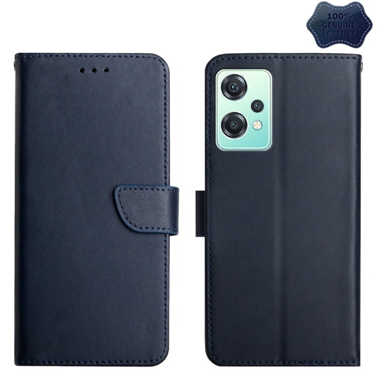 For OnePlus Nord CE 2 Lite 5G Genuine Leather Fingerprint-proof Horizontal Flip Phone Case(Blue) - OnePlus Cases by buy2fix | Online Shopping UK | buy2fix