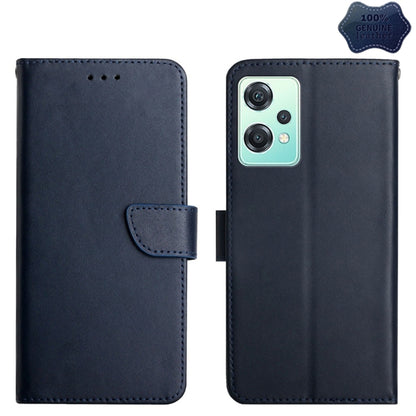 For OnePlus Nord CE 2 Lite 5G Genuine Leather Fingerprint-proof Horizontal Flip Phone Case(Blue) - OnePlus Cases by buy2fix | Online Shopping UK | buy2fix