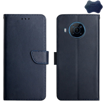 For Nokia X100 Genuine Leather Fingerprint-proof Horizontal Flip Phone Case(Blue) - Nokia Cases by buy2fix | Online Shopping UK | buy2fix