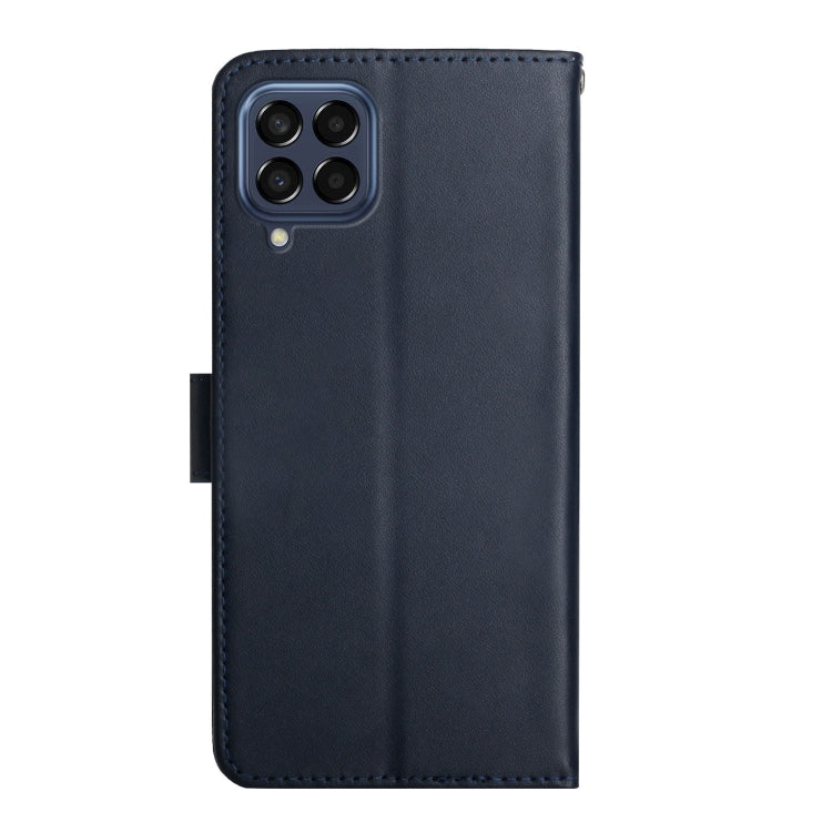 For Samsung Galaxy M33 Genuine Leather Fingerprint-proof Horizontal Flip Phone Case(Blue) - Galaxy Phone Cases by buy2fix | Online Shopping UK | buy2fix