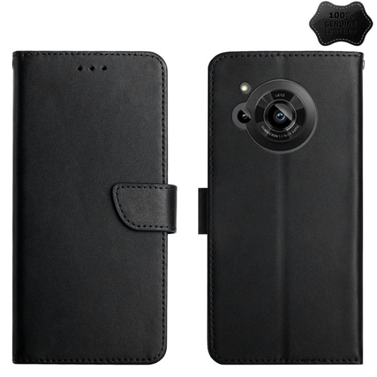 For Sharp Aquos R7 Genuine Leather Fingerprint-proof Horizontal Flip Phone Case(Black) - More Brand by buy2fix | Online Shopping UK | buy2fix