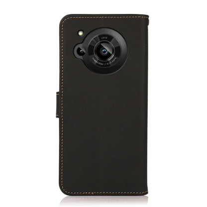 For Sharp Aquos R7 KHAZNEH Custer Genuine Leather RFID Phone Case(Black) - More Brand by buy2fix | Online Shopping UK | buy2fix