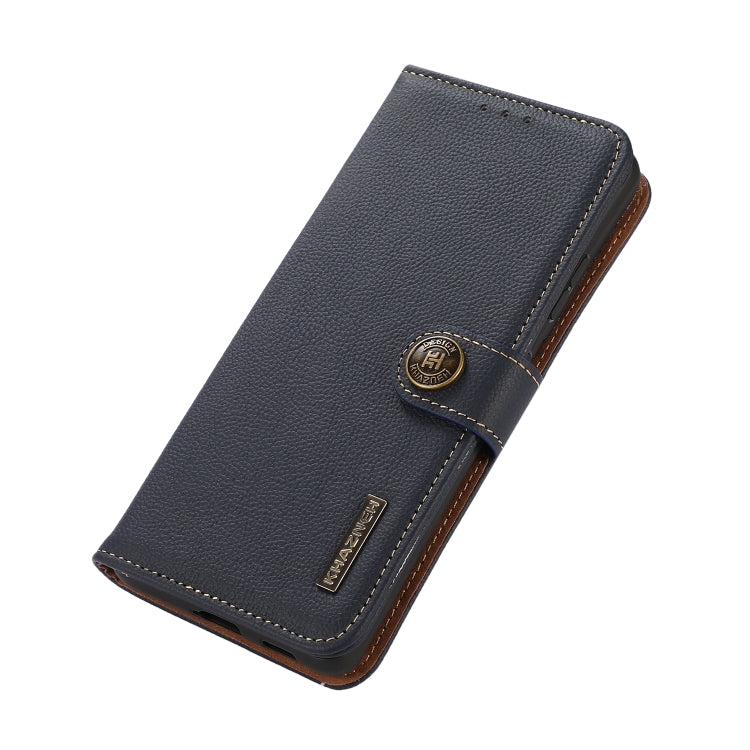 For Sharp Aquos R7 KHAZNEH Custer Genuine Leather RFID Phone Case(Blue) - More Brand by buy2fix | Online Shopping UK | buy2fix