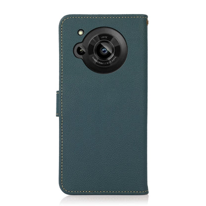 For Sharp Aquos R7 KHAZNEH Custer Genuine Leather RFID Phone Case(Green) - More Brand by buy2fix | Online Shopping UK | buy2fix